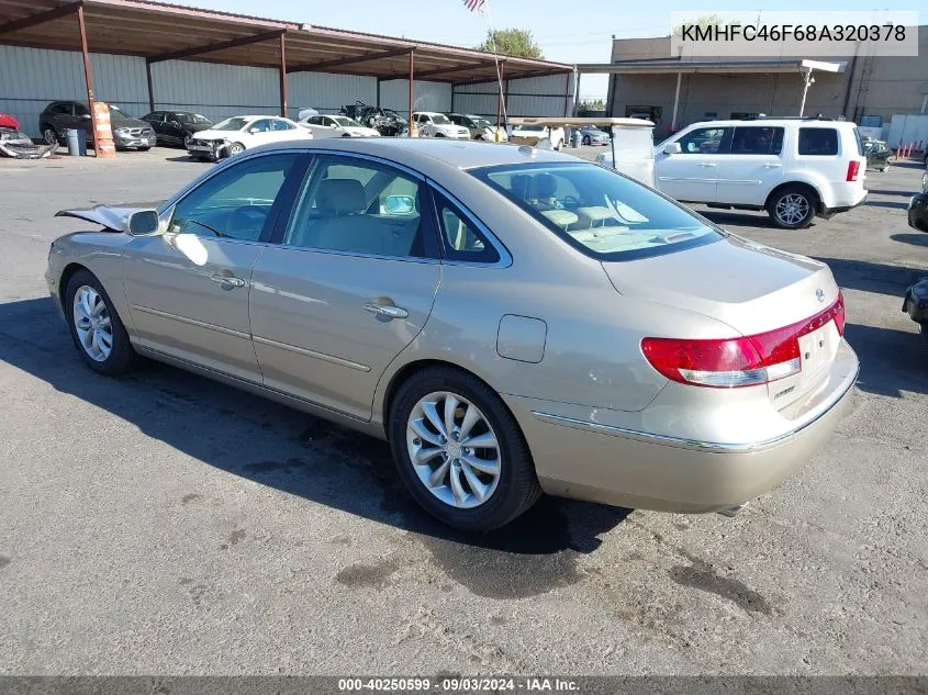 2008 Hyundai Azera Limited VIN: KMHFC46F68A320378 Lot: 40250599