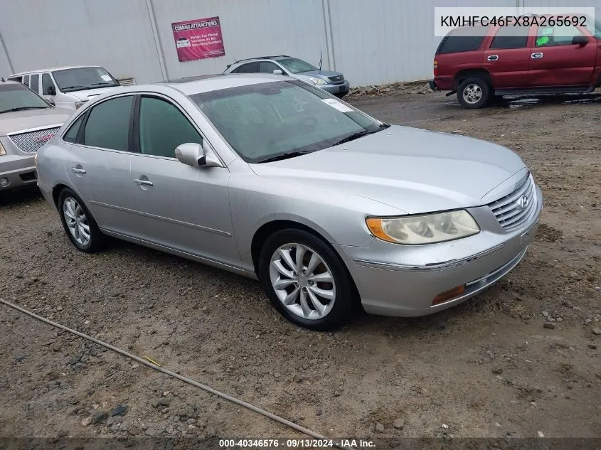 KMHFC46FX8A265692 2008 Hyundai Azera Limited