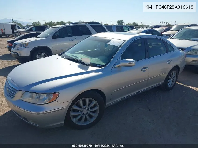 KMHFC46F28A316618 2008 Hyundai Azera Limited