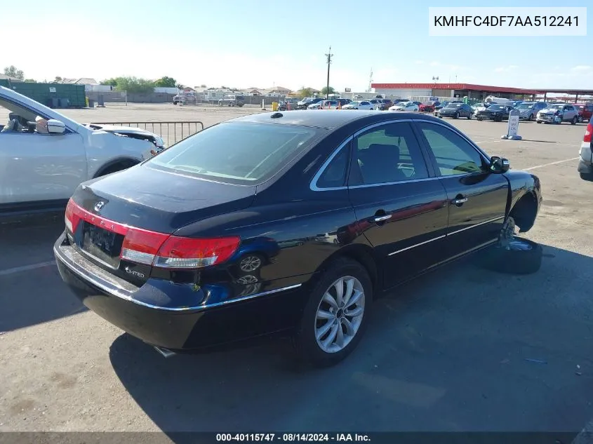 KMHFC4DF7AA512241 2010 Hyundai Azera Limited