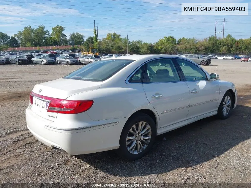 2011 Hyundai Azera Limited VIN: KMHFC4DF9BA559403 Lot: 40244362