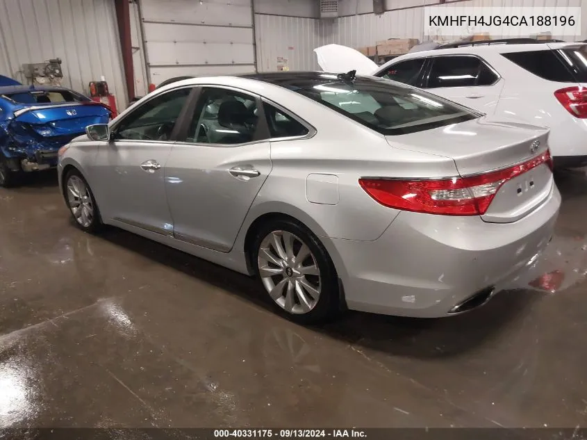 2012 Hyundai Azera Gls/Limited VIN: KMHFH4JG4CA188196 Lot: 40331175