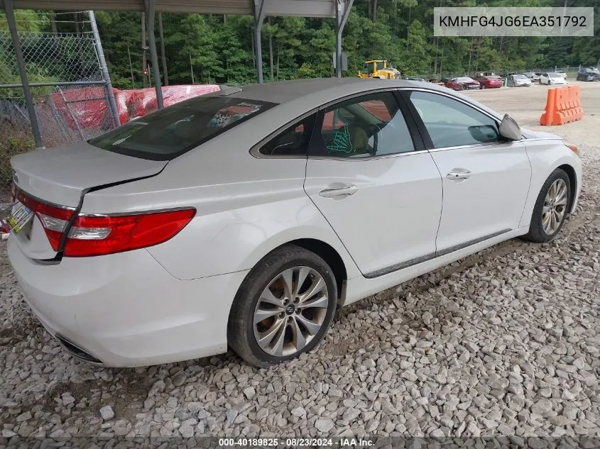 2014 Hyundai Azera VIN: KMHFG4JG6EA351792 Lot: 40189825