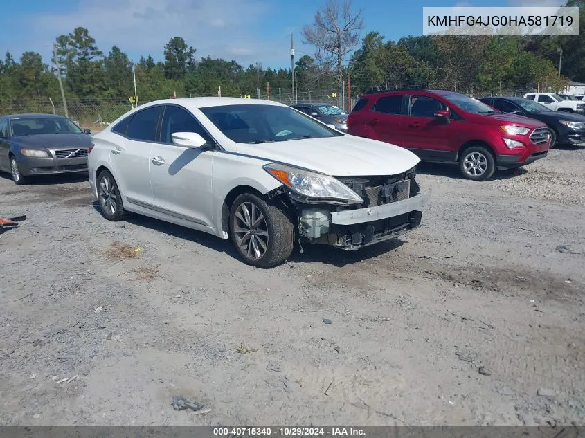 2017 Hyundai Azera VIN: KMHFG4JG0HA581719 Lot: 40715340