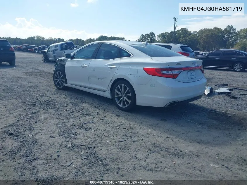 2017 Hyundai Azera VIN: KMHFG4JG0HA581719 Lot: 40715340