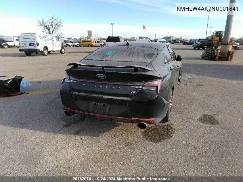 2022 Hyundai Elantra N VIN: KMHLW4AK7NU001841 Lot: 20182074