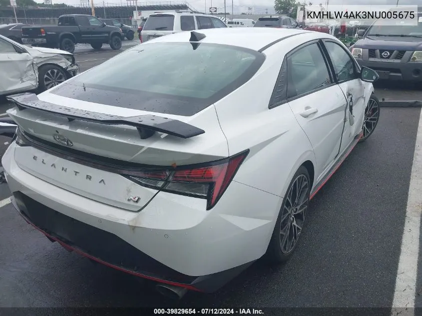 KMHLW4AK3NU005675 2022 Hyundai Elantra N