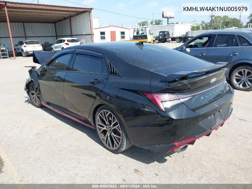 2022 Hyundai Elantra N VIN: KMHLW4AK1NU005979 Lot: 40003652