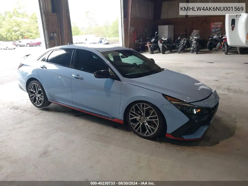 2022 Hyundai Elantra N VIN: KMHLW4AK6NU001569 Lot: 40230733