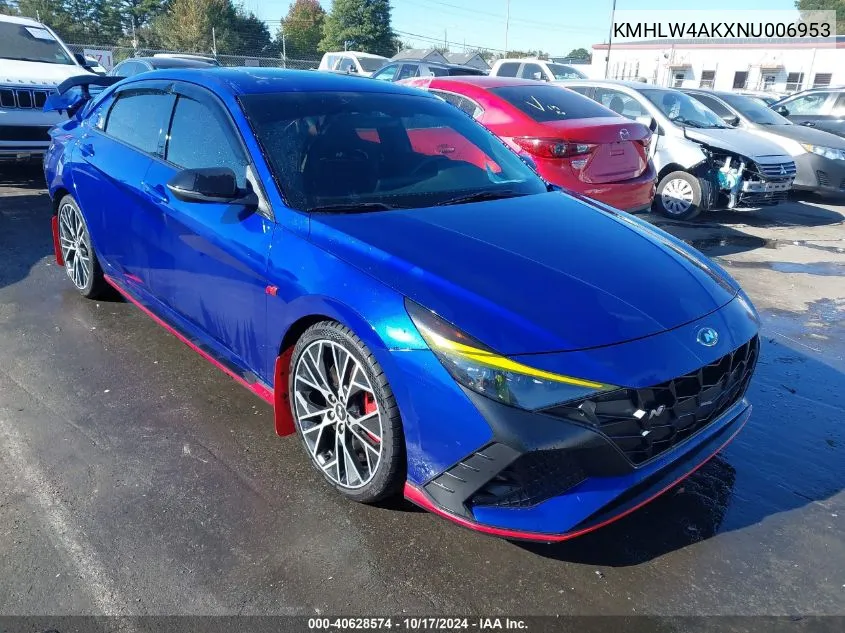 2022 Hyundai Elantra N VIN: KMHLW4AKXNU006953 Lot: 40628574