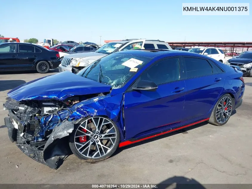 KMHLW4AK4NU001375 2022 Hyundai Elantra N