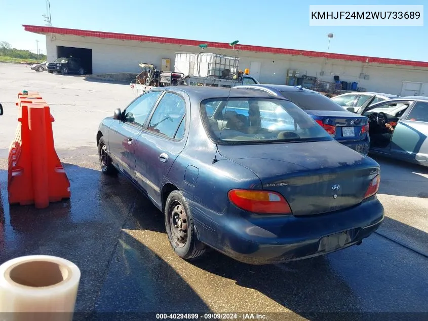 1998 Hyundai Elantra VIN: KMHJF24M2WU733689 Lot: 40294899