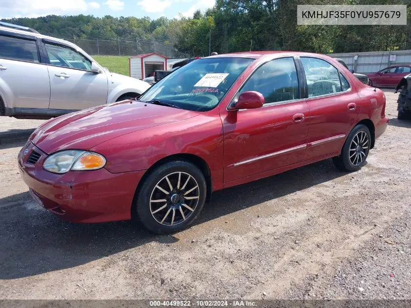 2000 Hyundai Elantra Gls VIN: KMHJF35F0YU957679 Lot: 40499522