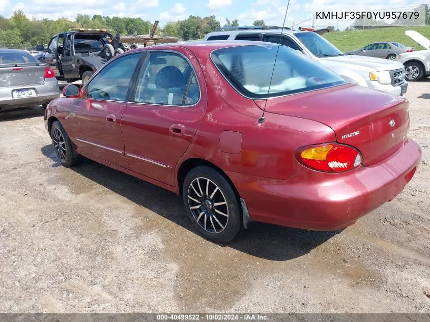 2000 Hyundai Elantra Gls VIN: KMHJF35F0YU957679 Lot: 40499522