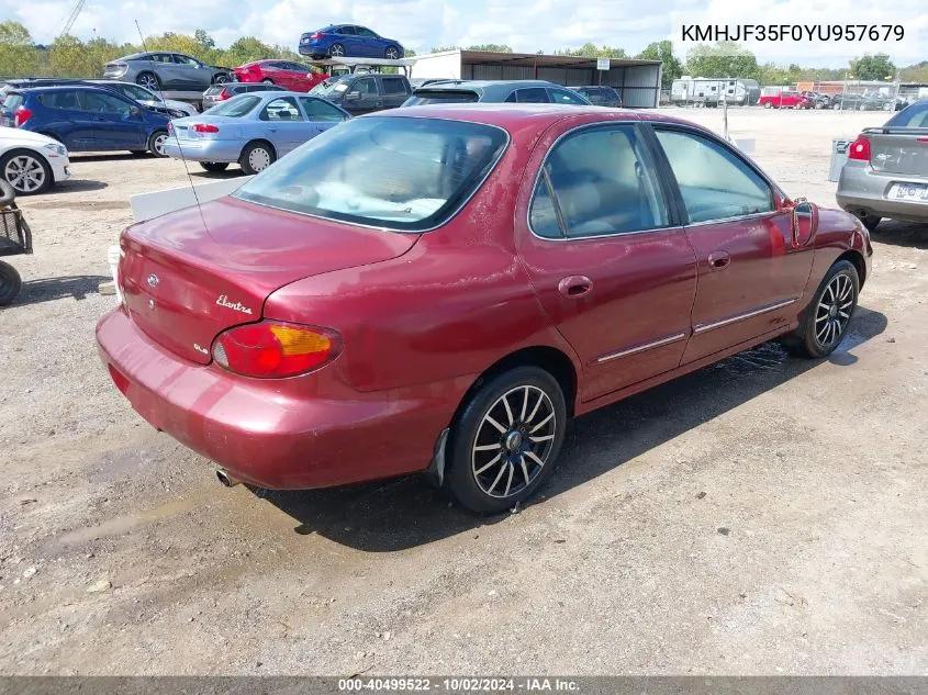 2000 Hyundai Elantra Gls VIN: KMHJF35F0YU957679 Lot: 40499522