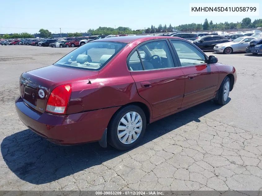 KMHDN45D41U058799 2001 Hyundai Elantra Gls