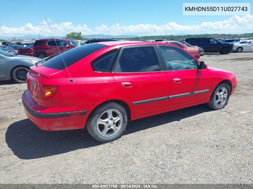 2001 Hyundai Elantra Gt VIN: KMHDN55D11U027743 Lot: 40077766