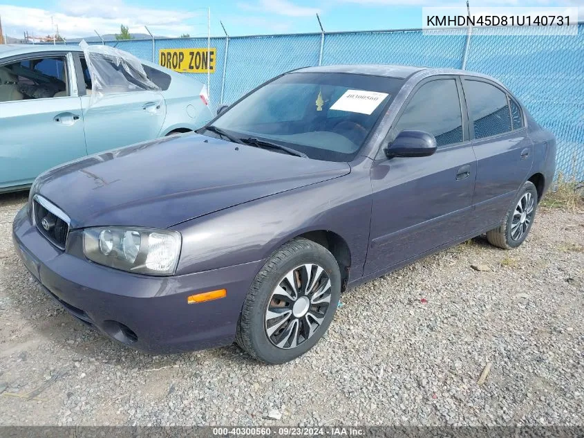 2001 Hyundai Elantra Gls VIN: KMHDN45D81U140731 Lot: 40300560