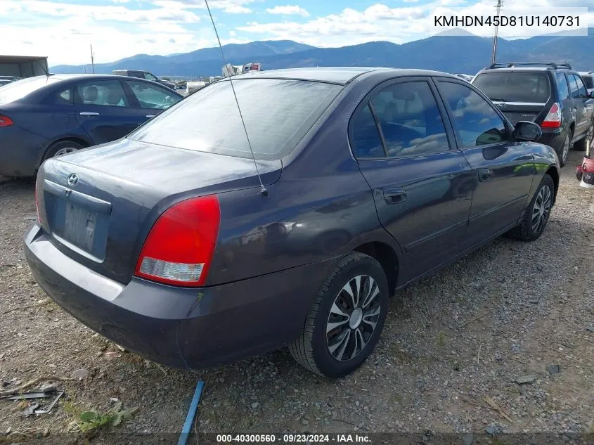 2001 Hyundai Elantra Gls VIN: KMHDN45D81U140731 Lot: 40300560