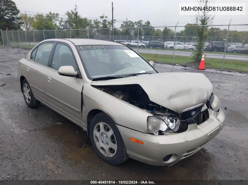 2001 Hyundai Elantra Gls VIN: KMHDN45D81U088842 Lot: 40451914