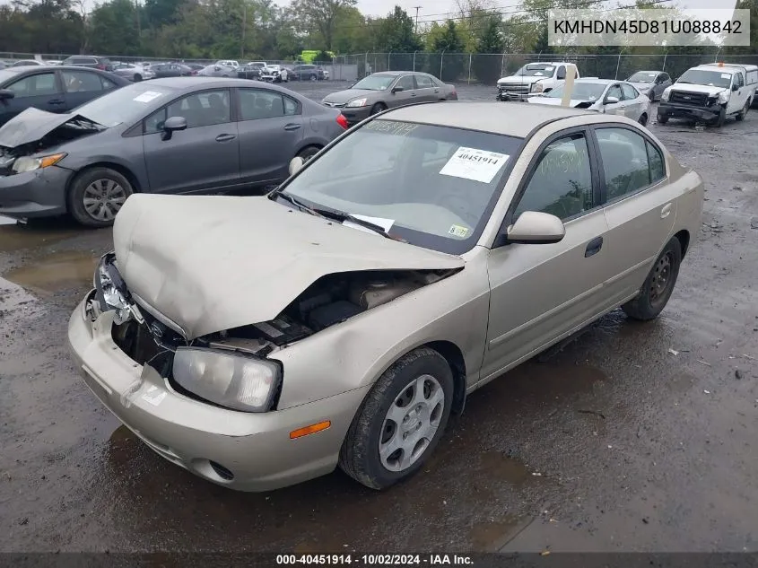 2001 Hyundai Elantra Gls VIN: KMHDN45D81U088842 Lot: 40451914