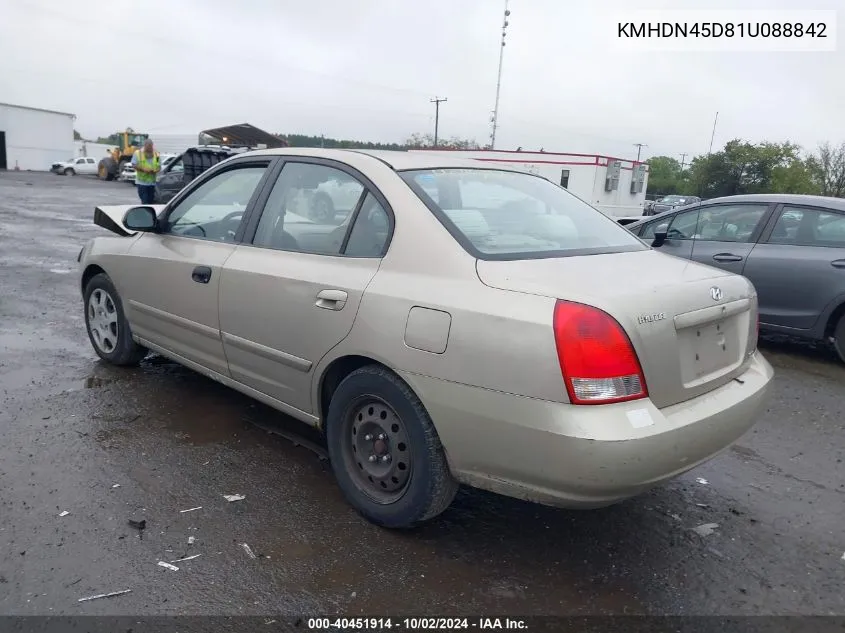 2001 Hyundai Elantra Gls VIN: KMHDN45D81U088842 Lot: 40451914