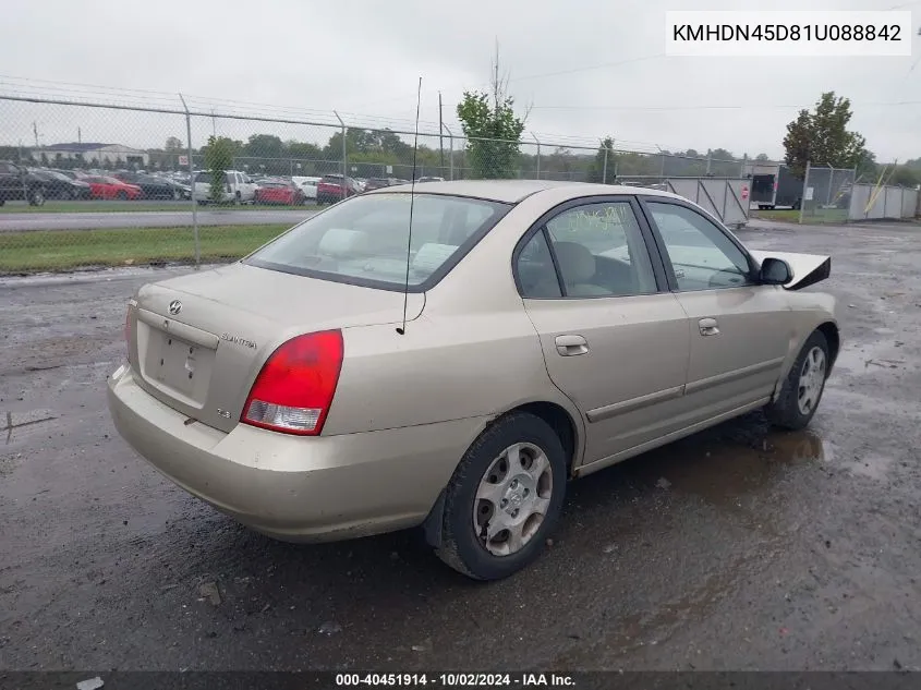 2001 Hyundai Elantra Gls VIN: KMHDN45D81U088842 Lot: 40451914