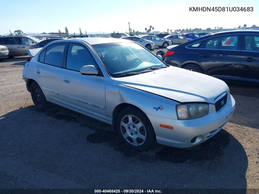 2001 Hyundai Elantra Gls VIN: KMHDN45D81U034683 Lot: 40468425