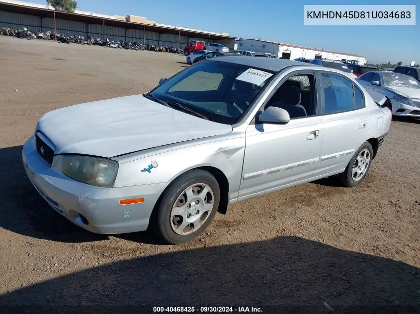 2001 Hyundai Elantra Gls VIN: KMHDN45D81U034683 Lot: 40468425