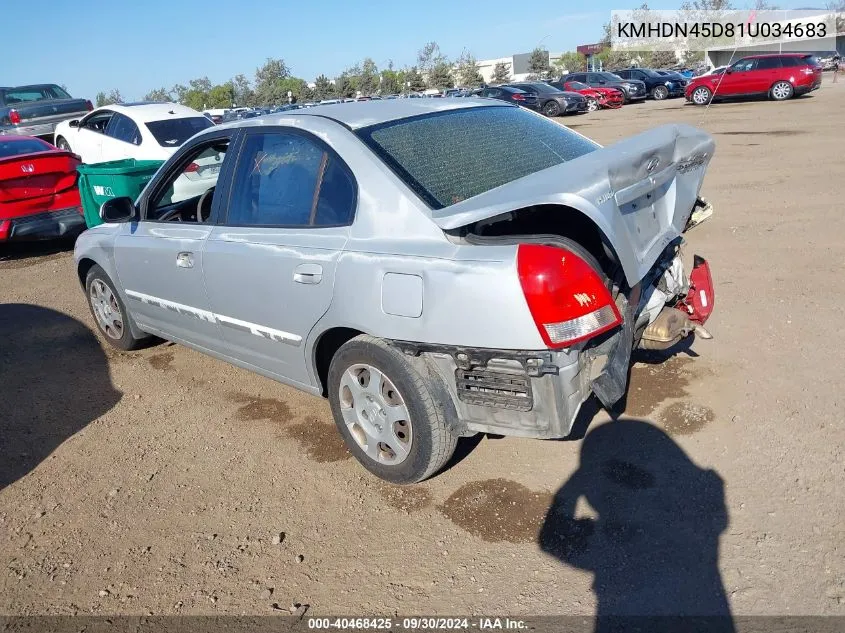 2001 Hyundai Elantra Gls VIN: KMHDN45D81U034683 Lot: 40468425