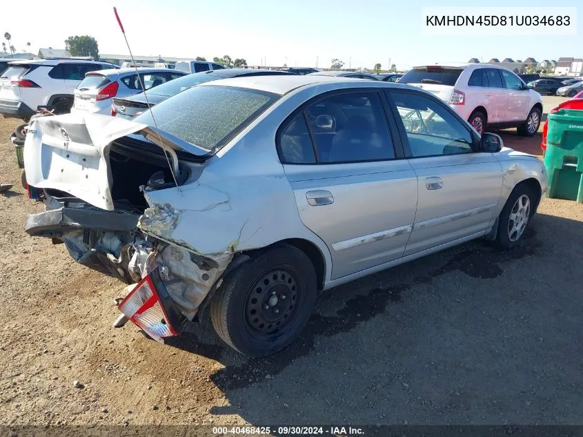 2001 Hyundai Elantra Gls VIN: KMHDN45D81U034683 Lot: 40468425