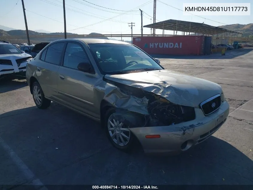 KMHDN45D81U117773 2001 Hyundai Elantra Gls