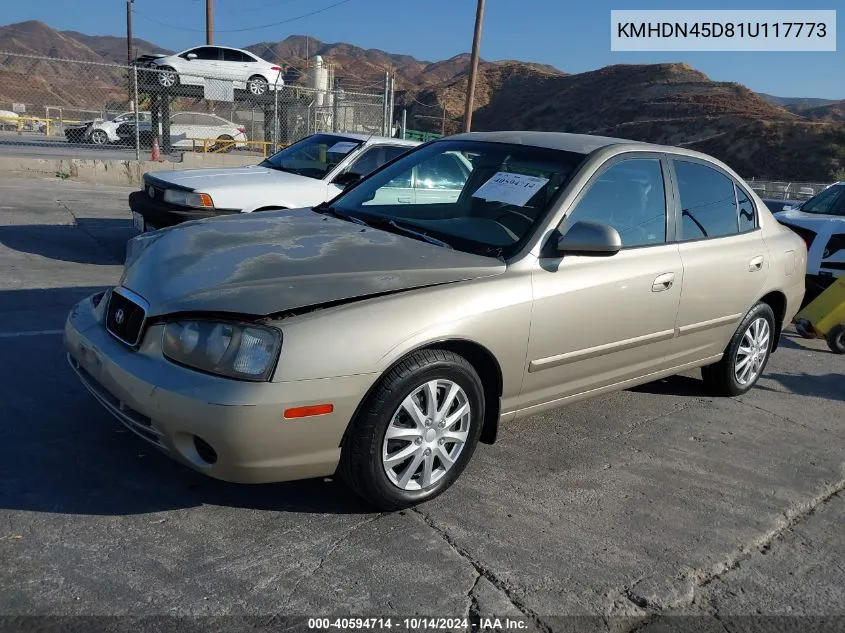 2001 Hyundai Elantra Gls VIN: KMHDN45D81U117773 Lot: 40594714