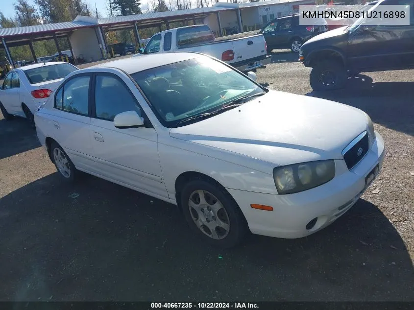 2001 Hyundai Elantra Gls VIN: KMHDN45D81U216898 Lot: 40667235