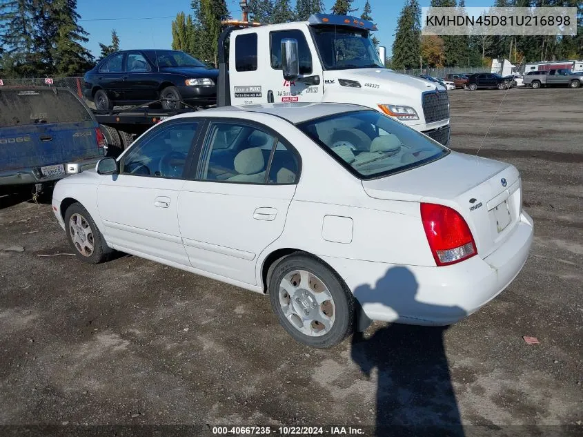 2001 Hyundai Elantra Gls VIN: KMHDN45D81U216898 Lot: 40667235