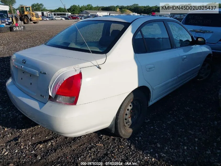 2002 Hyundai Elantra Gls VIN: KMHDN45D02U325437 Lot: 39783320