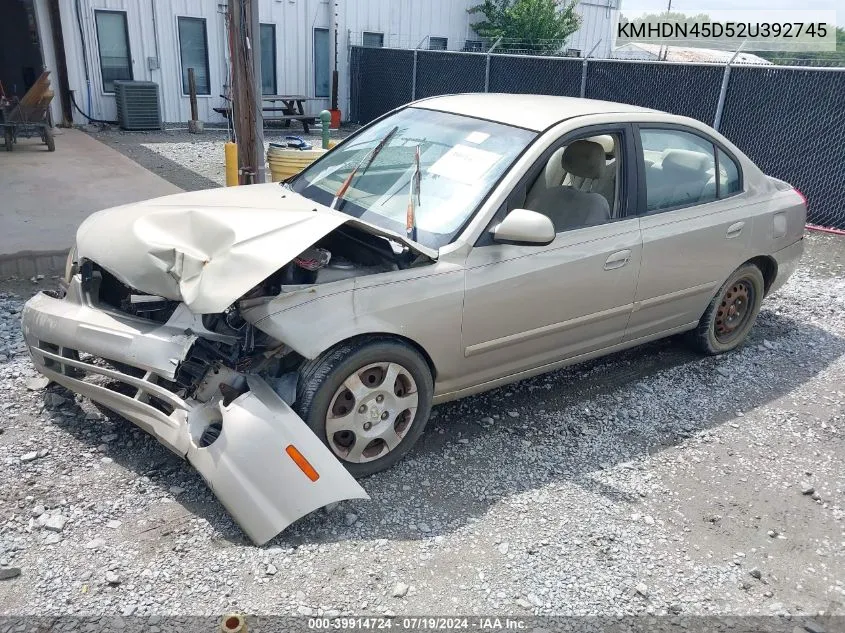 2002 Hyundai Elantra Gls VIN: KMHDN45D52U392745 Lot: 39914724