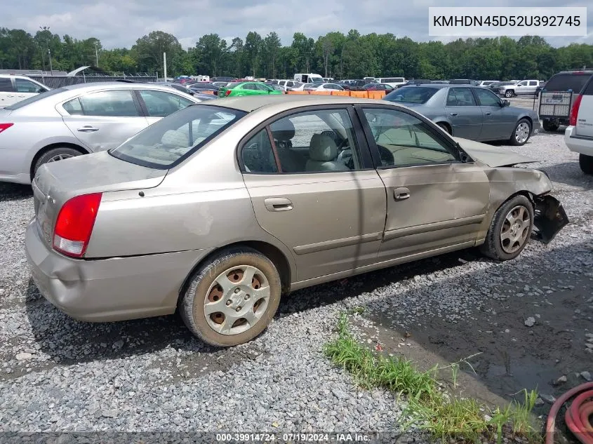 2002 Hyundai Elantra Gls VIN: KMHDN45D52U392745 Lot: 39914724