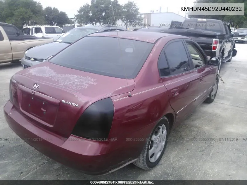 KMHDN45D92U440232 2002 Hyundai Elantra Gls