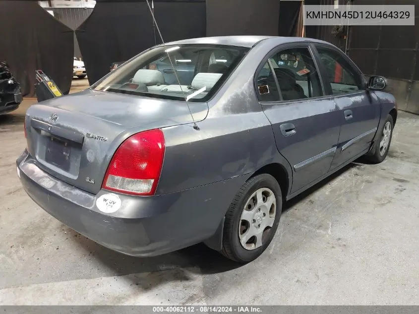 KMHDN45D12U464329 2002 Hyundai Elantra Gls