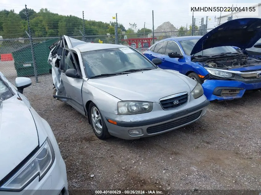 2002 Hyundai Elantra Gt VIN: KMHDN55D22U064155 Lot: 40180629