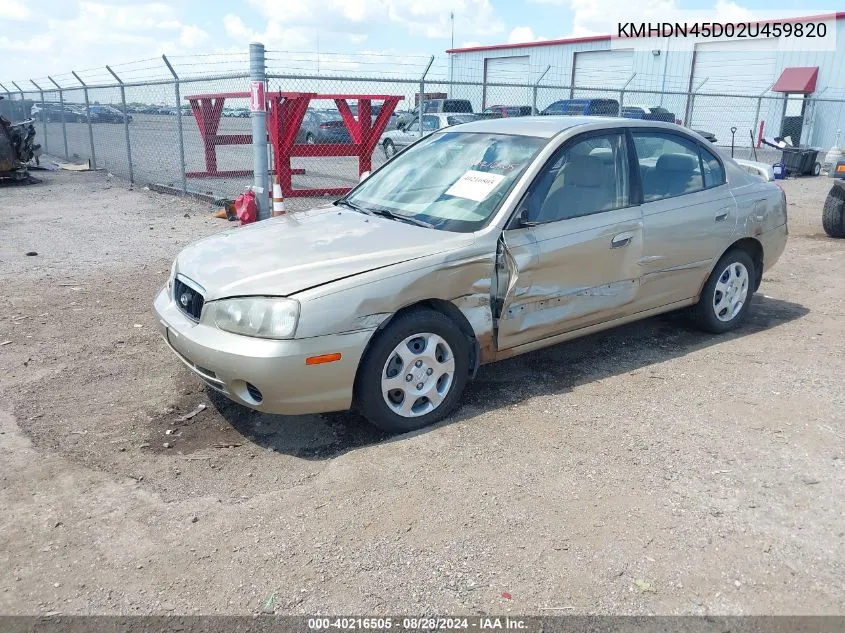 2002 Hyundai Elantra Gls VIN: KMHDN45D02U459820 Lot: 40216505