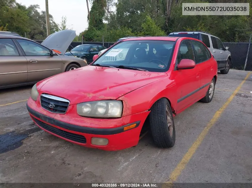 2002 Hyundai Elantra Gls/Gt VIN: KMHDN55D72U035038 Lot: 40320385