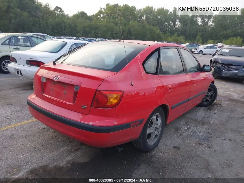 2002 Hyundai Elantra Gls/Gt VIN: KMHDN55D72U035038 Lot: 40320385