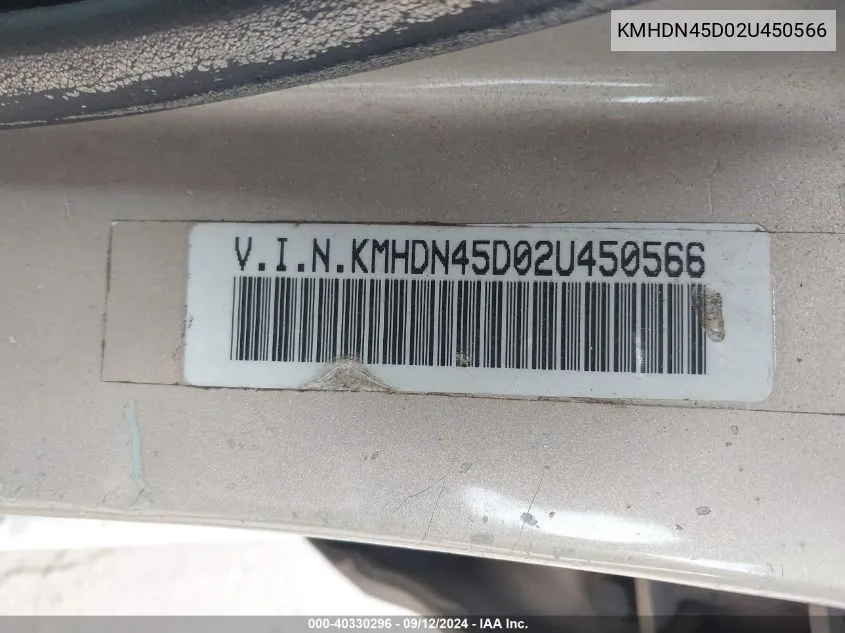 KMHDN45D02U450566 2002 Hyundai Elantra Gls/Gt