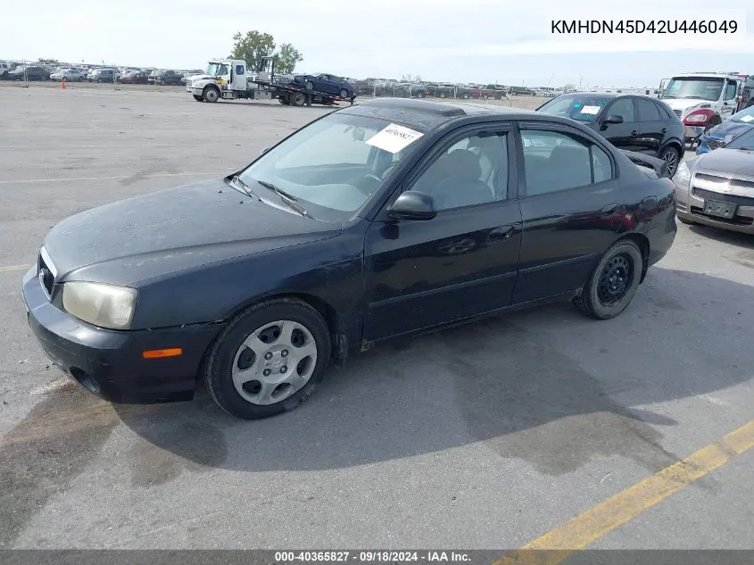 2002 Hyundai Elantra Gls VIN: KMHDN45D42U446049 Lot: 40365827