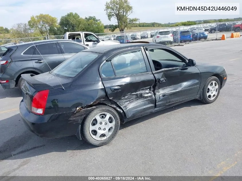 2002 Hyundai Elantra Gls VIN: KMHDN45D42U446049 Lot: 40365827