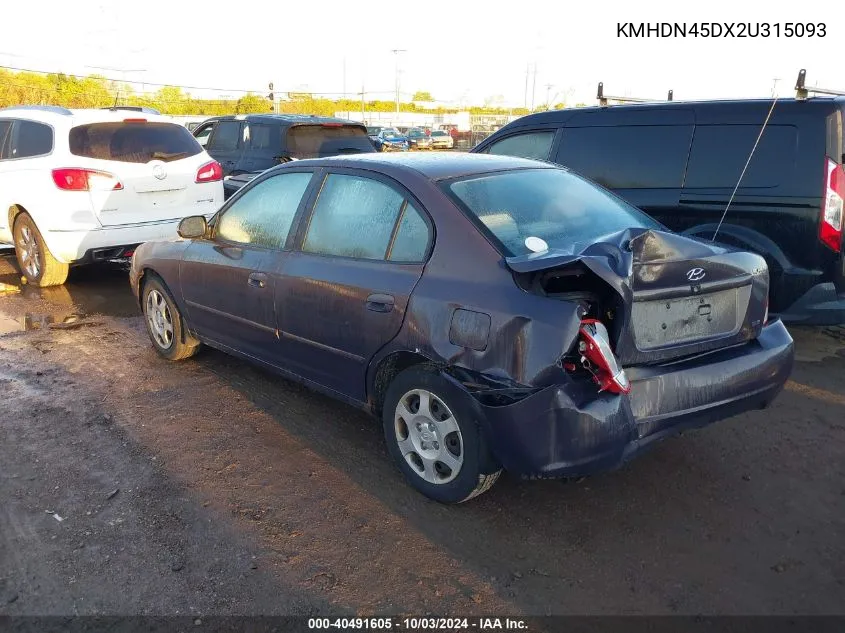 KMHDN45DX2U315093 2002 Hyundai Elantra Gls