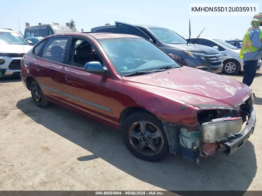 2002 Hyundai Elantra Gt VIN: KMHDN55D12U035911 Lot: 40503684