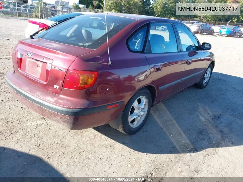 2002 Hyundai Elantra Gt VIN: KMHDN55D42U037717 Lot: 40546374